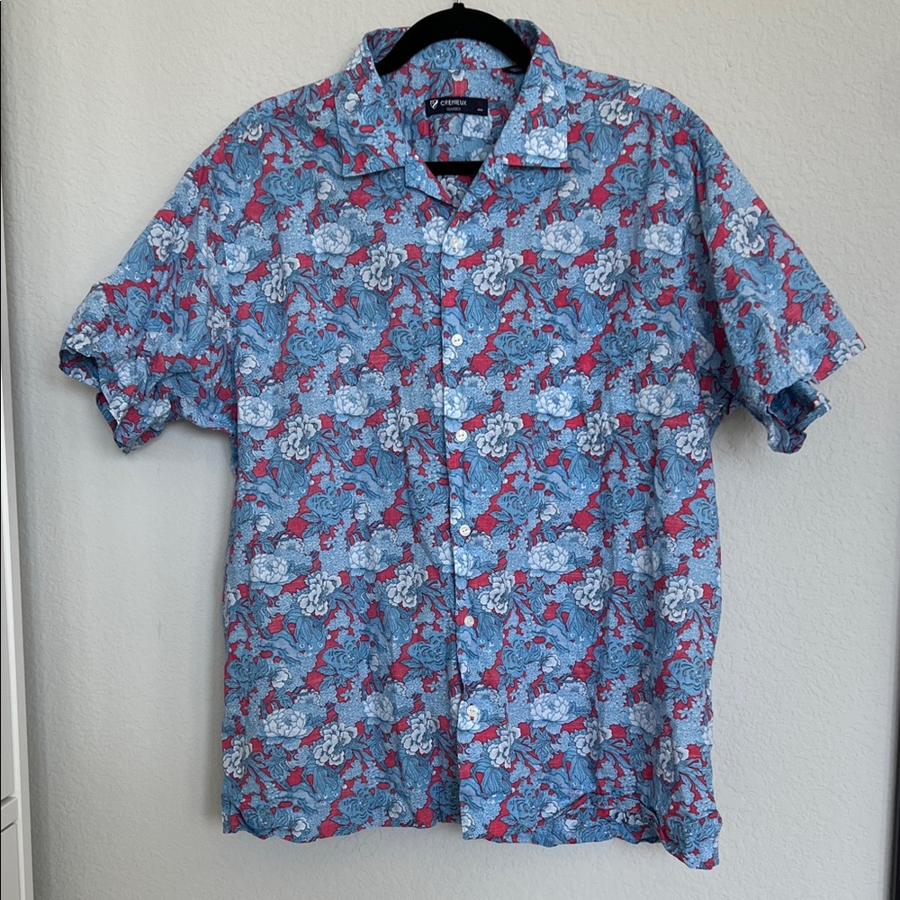 Cremieux Classics Floral Blue Red Patterned Button Down Shirt